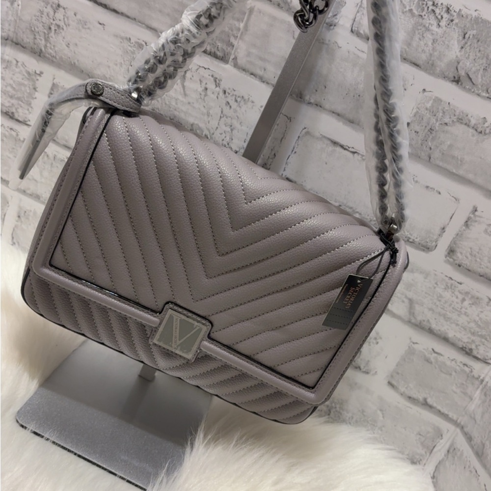 Gray Quilted Shoulder Bag